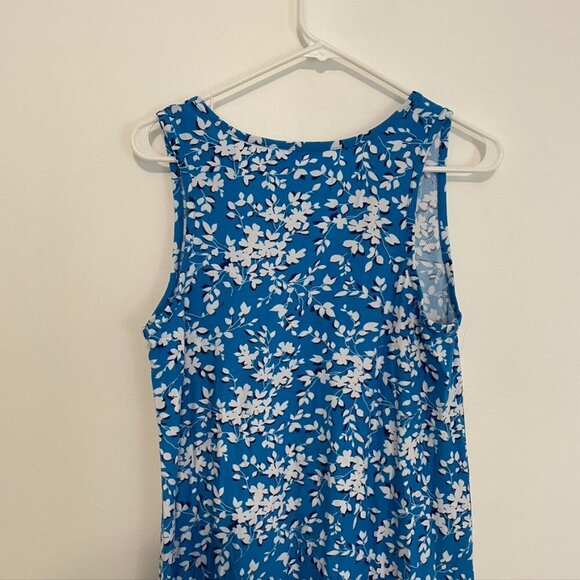 DRAPER JAMES Ruffle Nightie Blue White Floral Sleeveless PJ Nightgown Mini Dress - Picture 12 of 15
